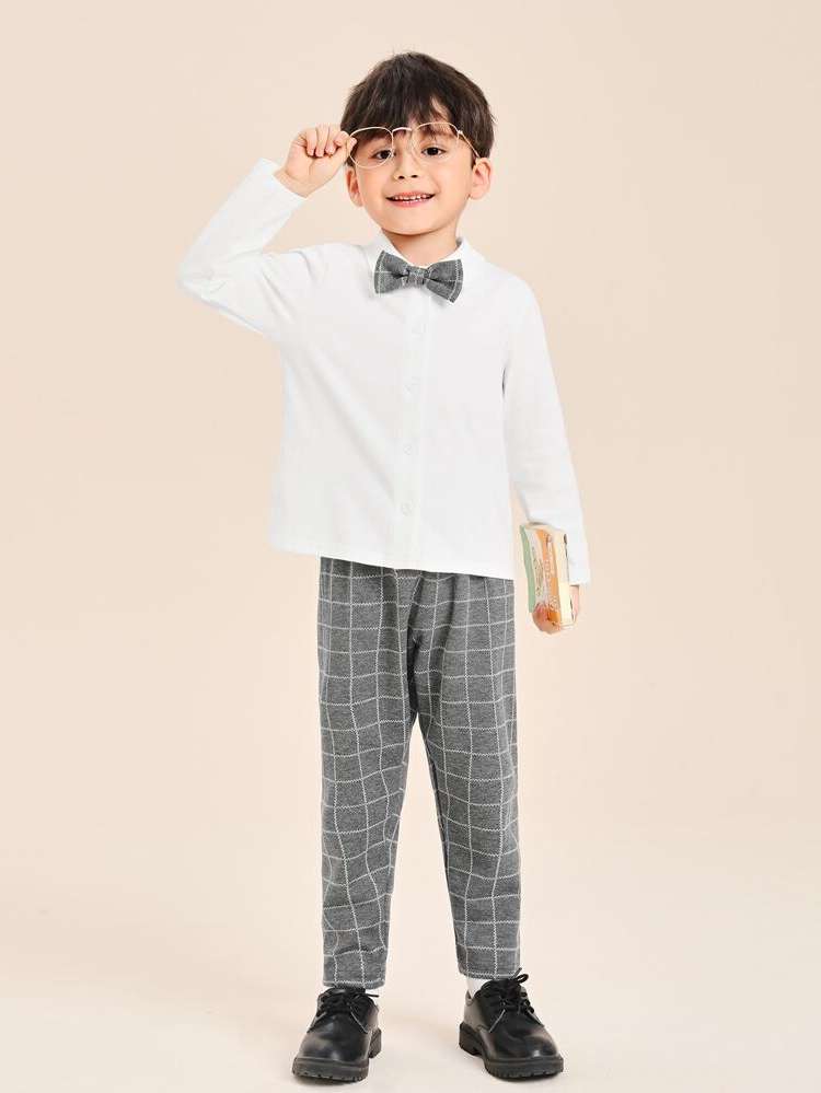  Preppy Collar Regular Fit Toddler Boy Two-piece Outfits 9463