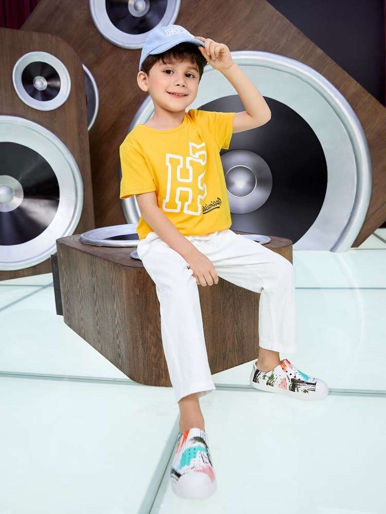 Short Sleeve Casual Letter Toddler Boys Clothing 2508