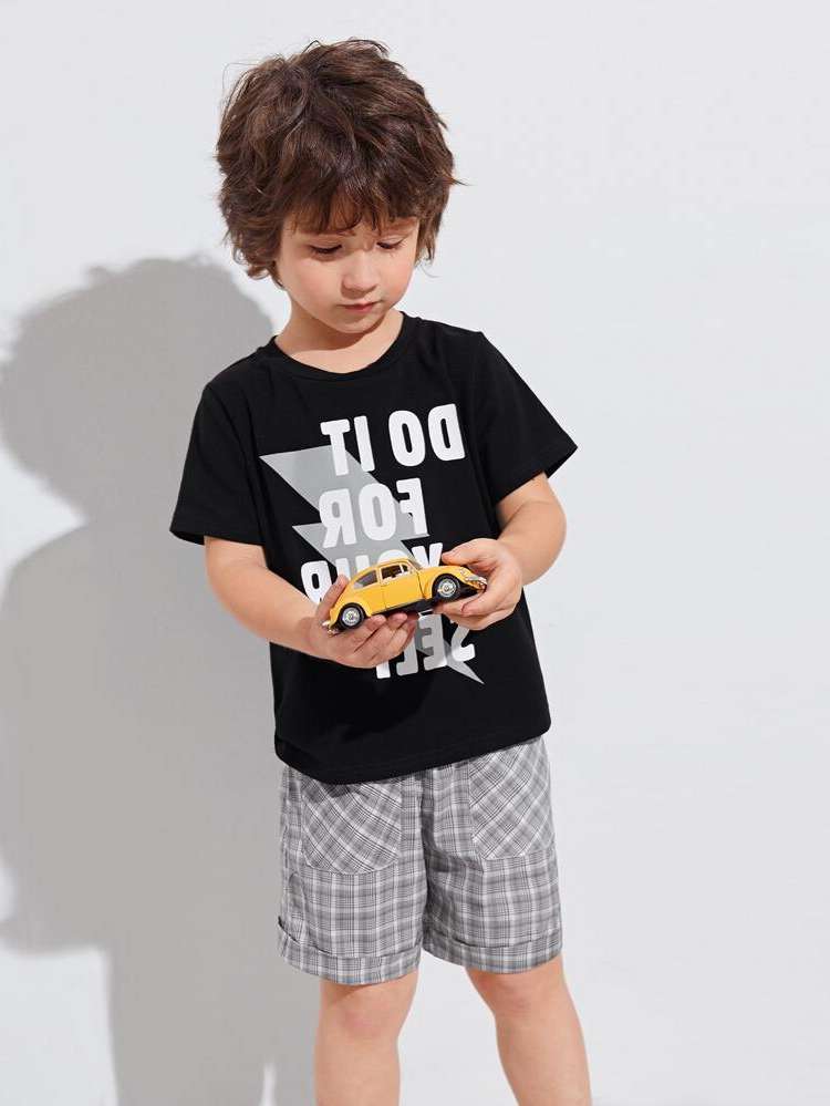 Plaid Regular Fit Casual Pocket Toddler Boys Clothing 1159