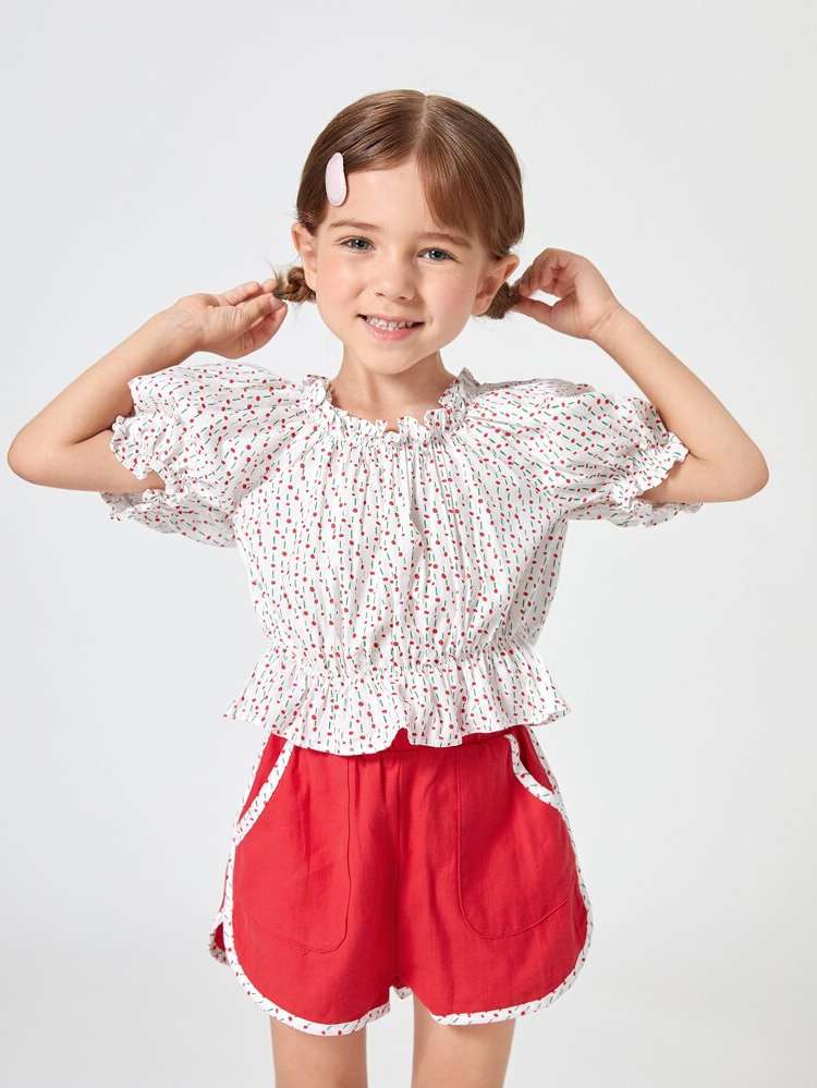  Polka Dot Multicolor Short Sleeve Kids Clothing 1479