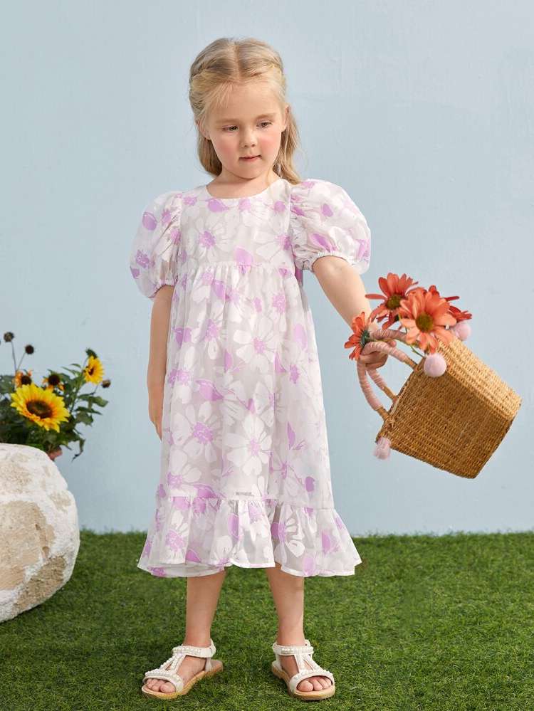  Ruffle Hem Floral Long Kids Clothing 992