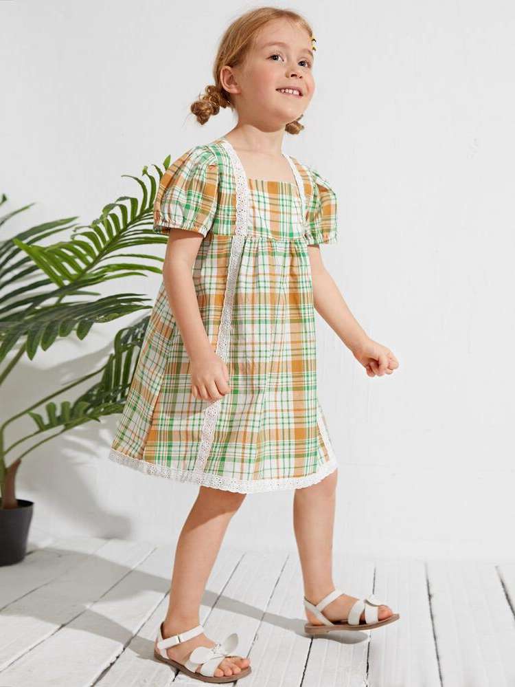 Multicolor Button Regular Fit Toddler Girl Dresses 415