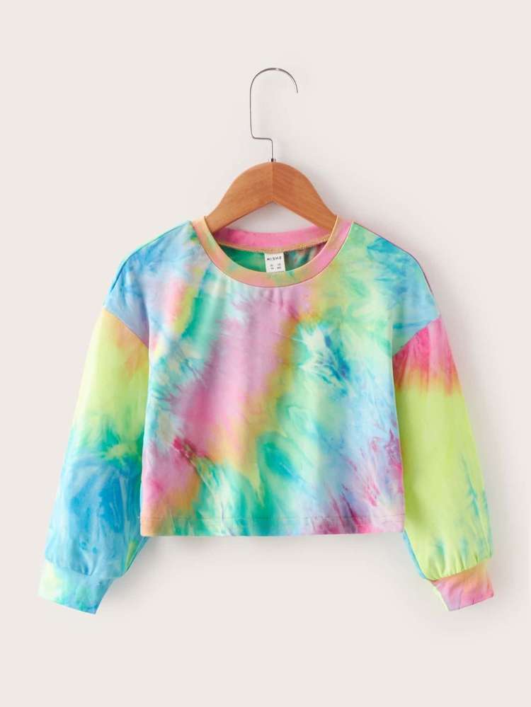 Round Neck Tie Dye Casual Regular Fit Kids Clothing 4993