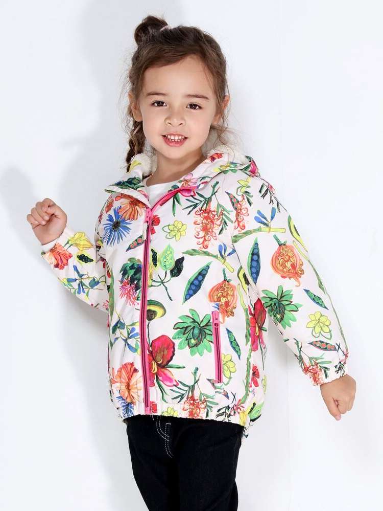  Pocket Hooded Casual Toddler Girls Clothing 1395