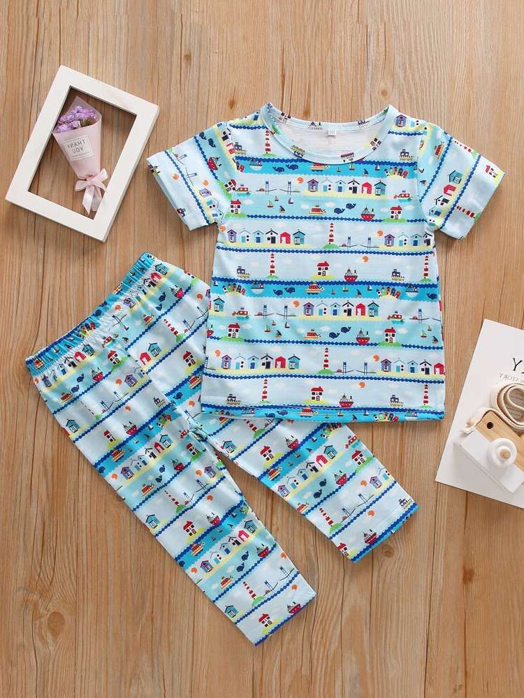 Cartoon Cute Regular Fit Round Neck Kids Clothing 618