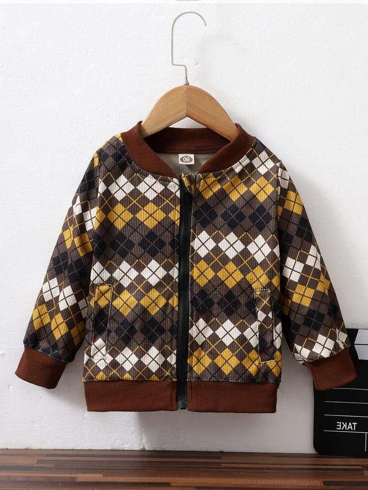 Multicolor Geometric Long Sleeve Toddler Boys Outerwear 3776