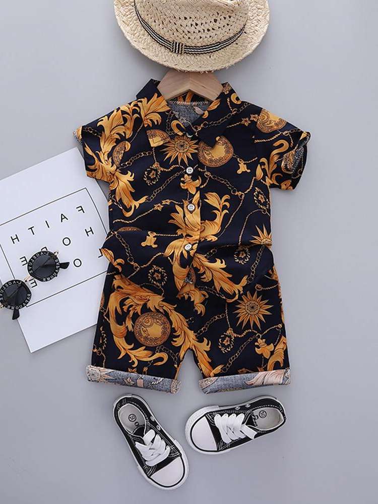 Short Sleeve Casual Regular Fit Toddler Boys Clothing 7524