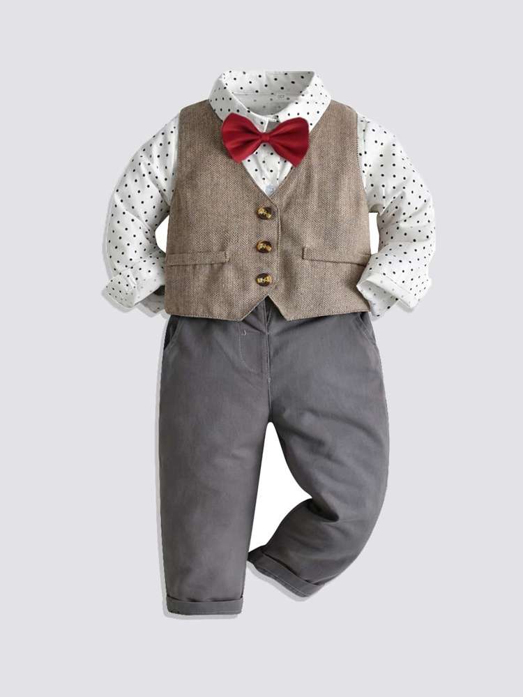  Long Sleeve Preppy Toddler Boy Two-piece Outfits 1884