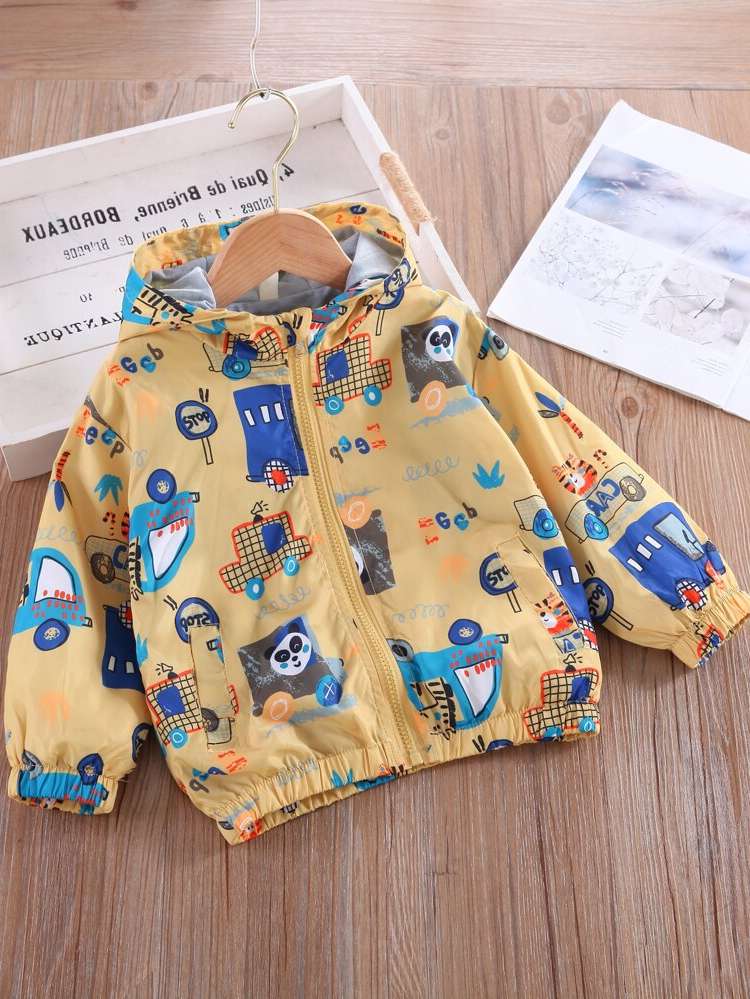 Multicolor Pocket Regular Hooded Toddler Boys Clothing 875