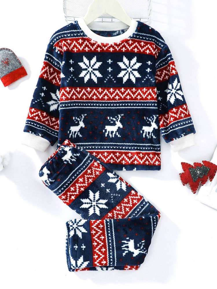  Round Neck Casual Christmas Toddler Boy Two-piece Outfits 1258