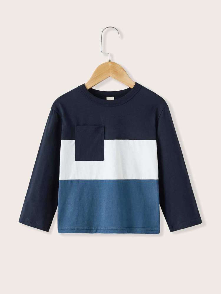 Colorblock Regular Regular Fit Casual Toddler Boys Tops 7049