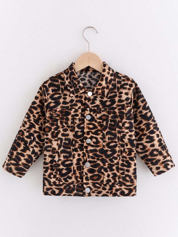 Collar Casual Leopard Toddler Boys Outerwear 9166