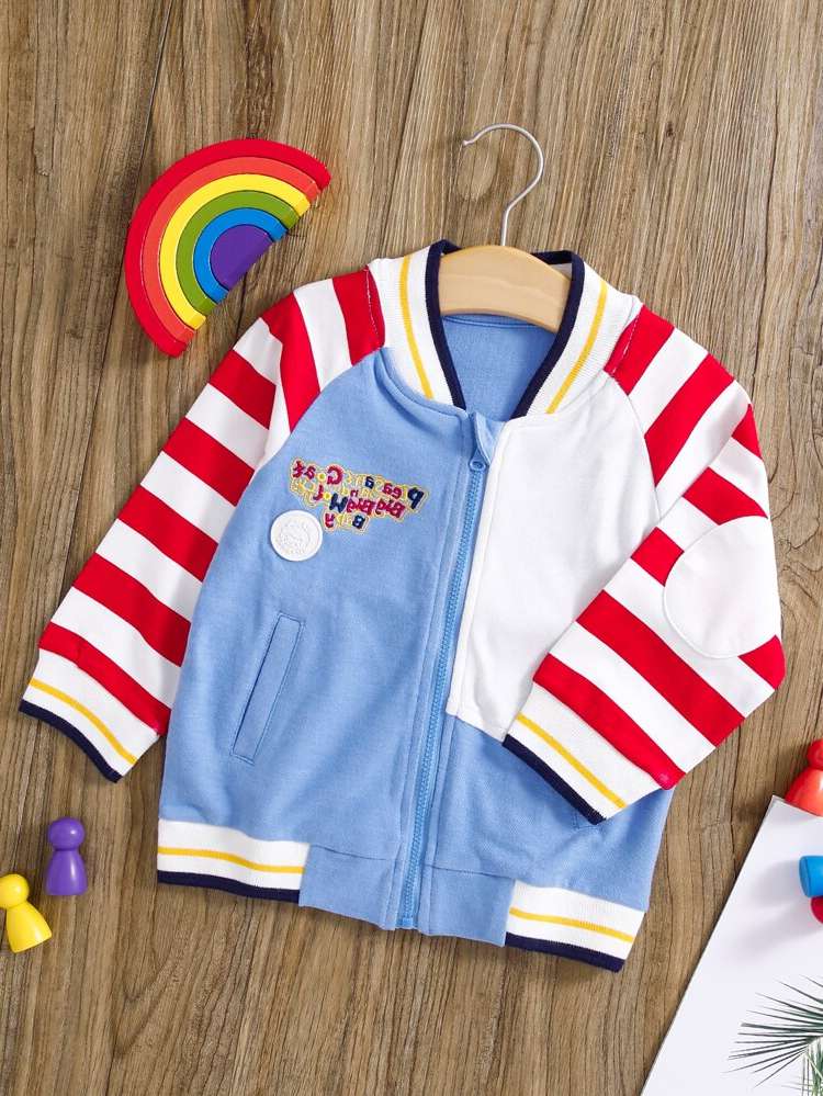 Striped Embroidery Regular Long Sleeve Kids Clothing 1316