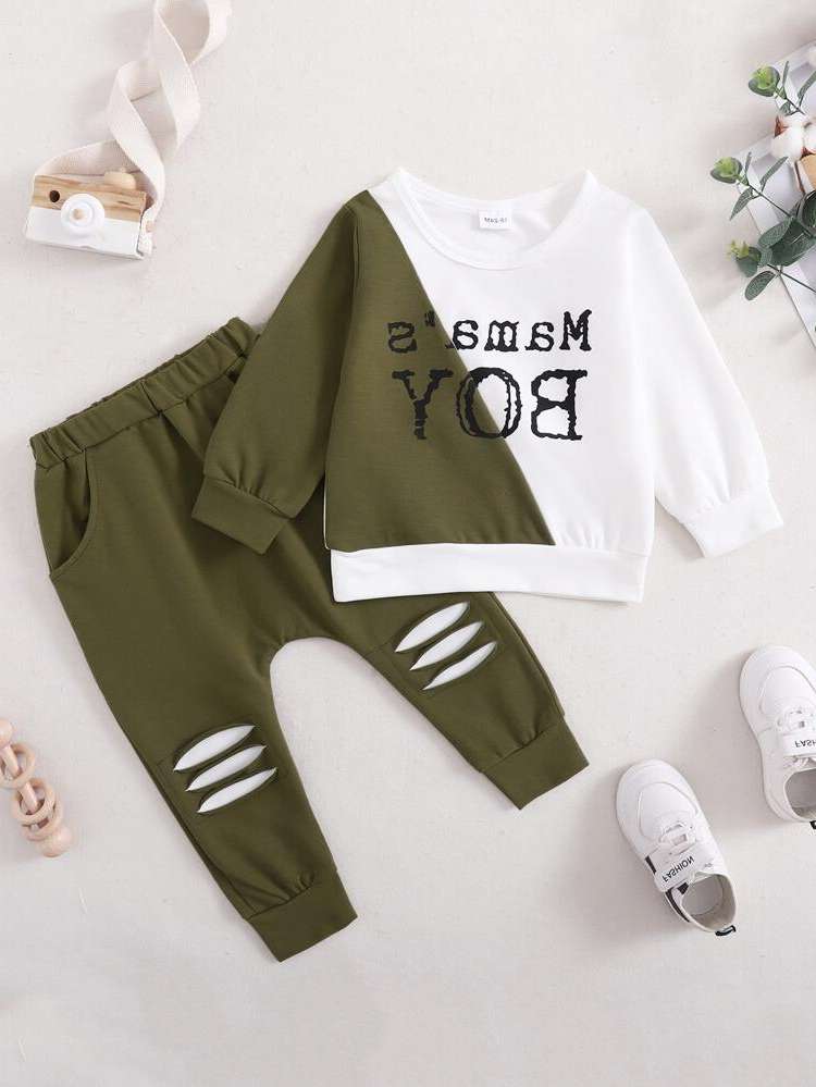 Casual Patched Letter Kids Clothing 916