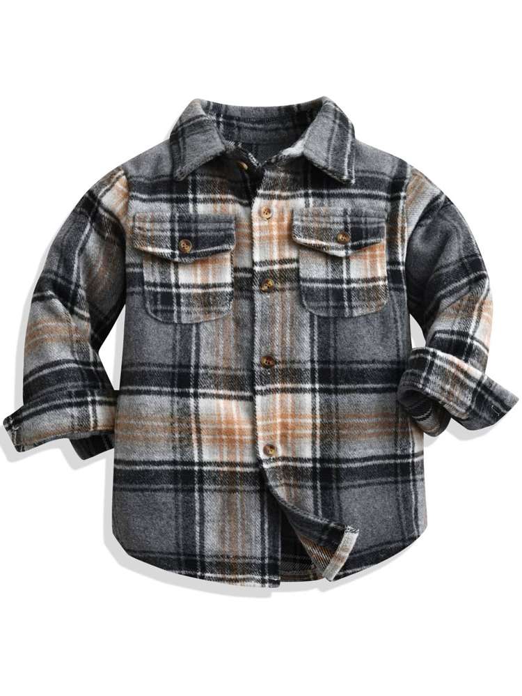  Plaid Multicolor Long Sleeve Toddler Boys Clothing 2521