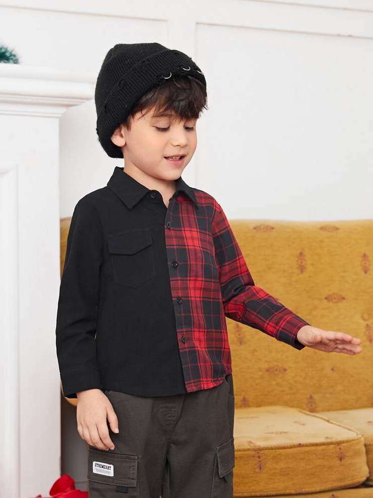 Pocket Casual Collar Multicolor Toddler Boys Clothing 9796