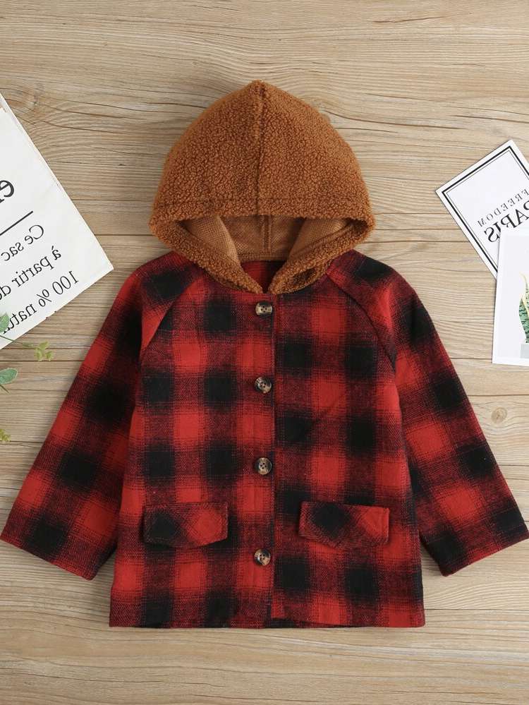 Hooded Multicolor Button Front Toddler Boys Clothing 4962