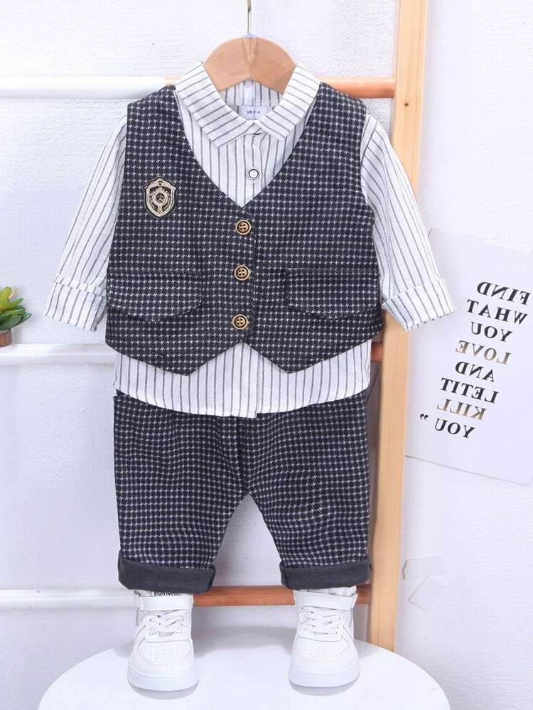  Regular Fit Collar Button Toddler Boy Two-piece Outfits 137