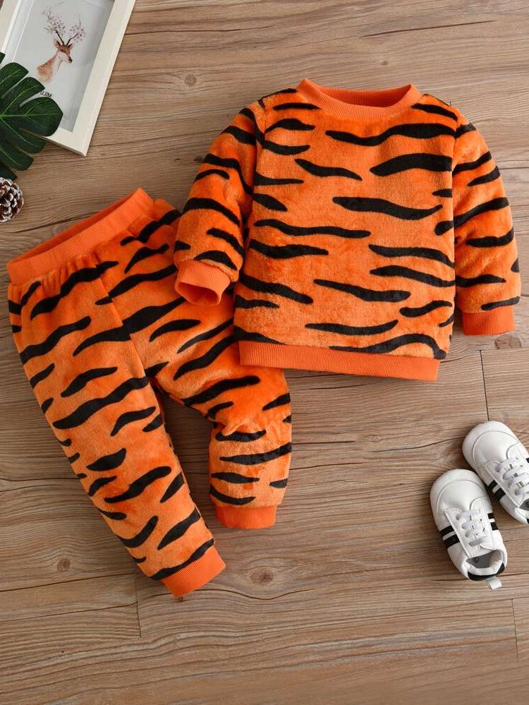 Round Neck Zebra Stripe Regular Fit Toddler Boys Clothing 222