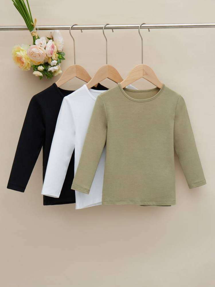 Regular Plain Long Sleeve Kids Clothing 9347