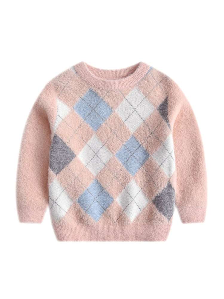  Regular Fit Geometric Multicolor Toddler Girls Knitwear 873