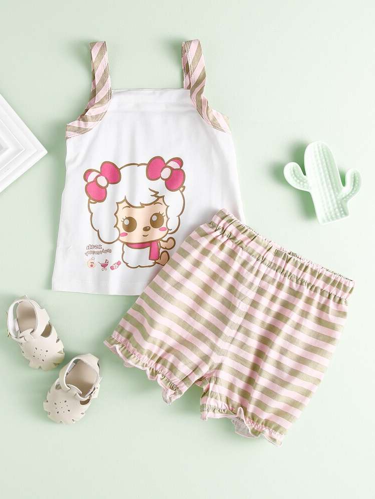 Straps  Regular Fit Toddler Girl Two-piece Outfits 1600