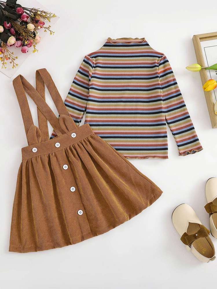 Striped Regular Fit Cute Toddler Girls Clothing 830