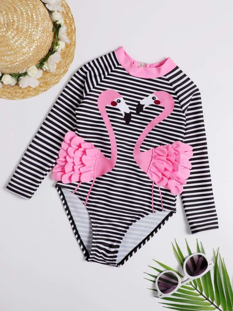 High Neck Multicolor Cute Toddler Girls Beachwear 9880