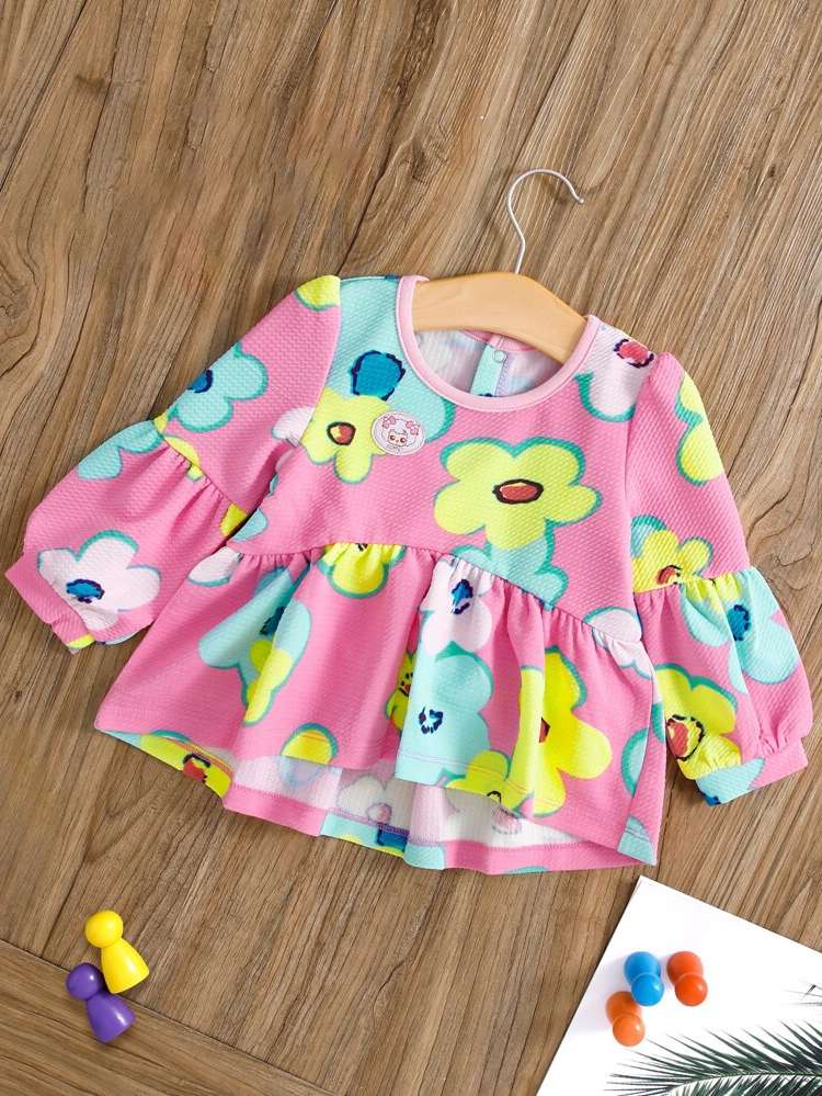 Multicolor Floral Patched Regular Kids Clothing 9454