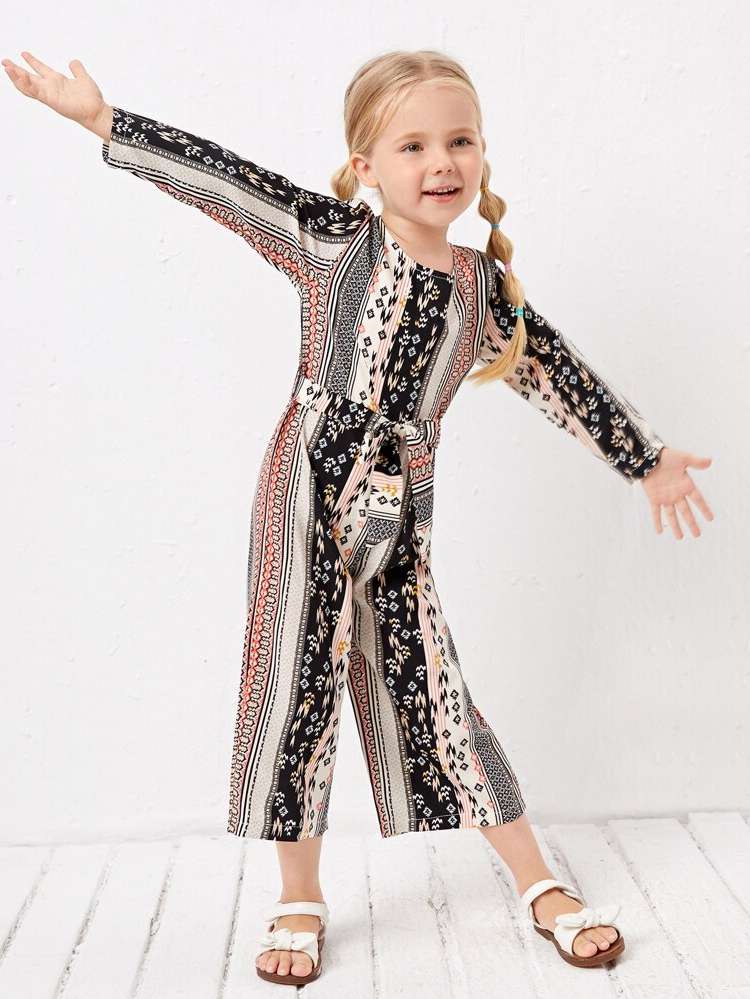 Boho Long Sleeve Multicolor Striped Toddler Girls Clothing 3761