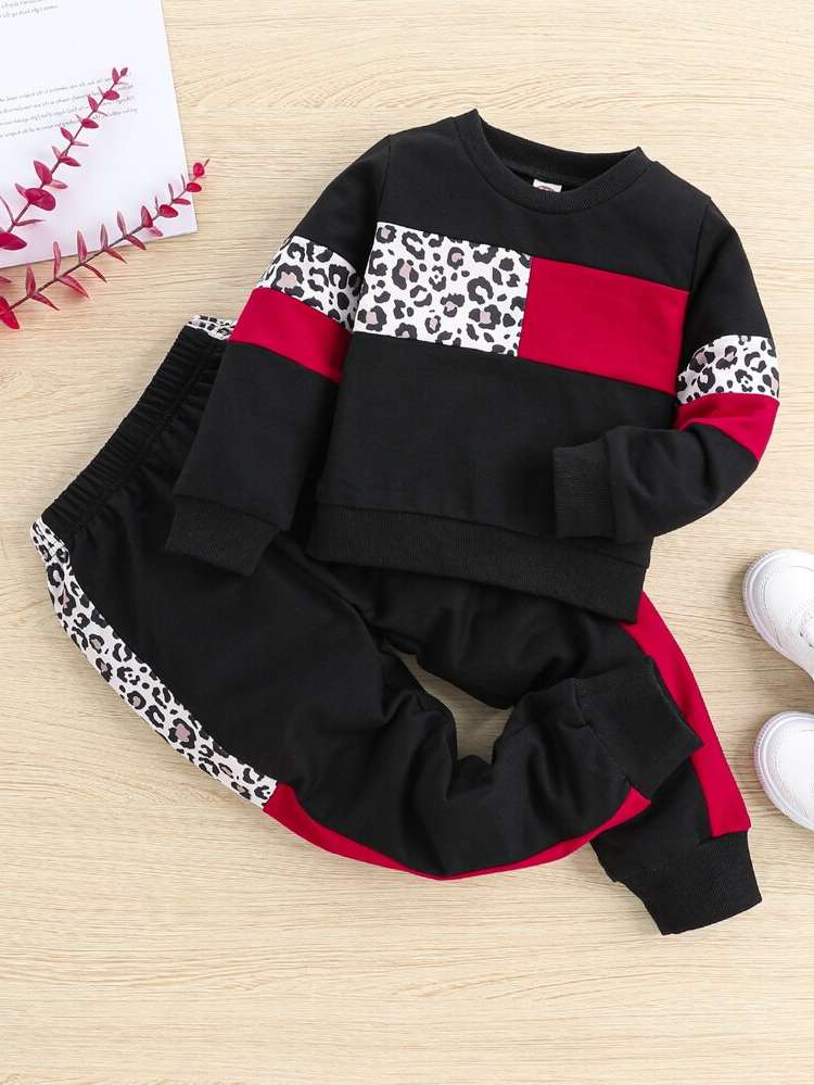  Colorblock Casual Toddler Girls Clothing 835