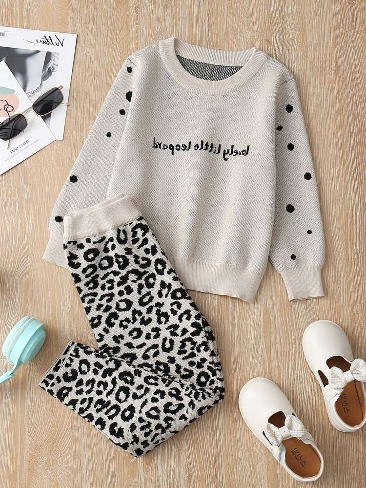  Round Neck Leopard Toddler Girls Clothing 7270