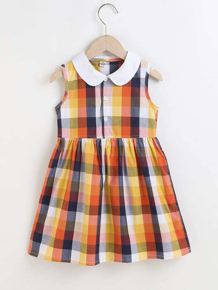 Multicolor Short Plaid Kids Clothing 962