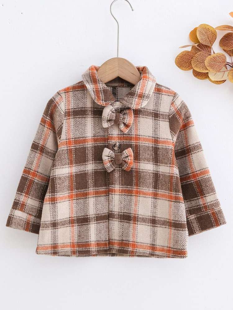 Collar Regular Long Sleeve Plaid Kids Clothing 815