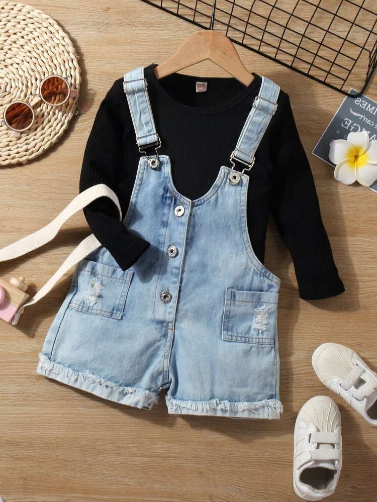  Long Sleeve Regular Fit Multicolor Toddler Girl Two-piece Outfits 6015