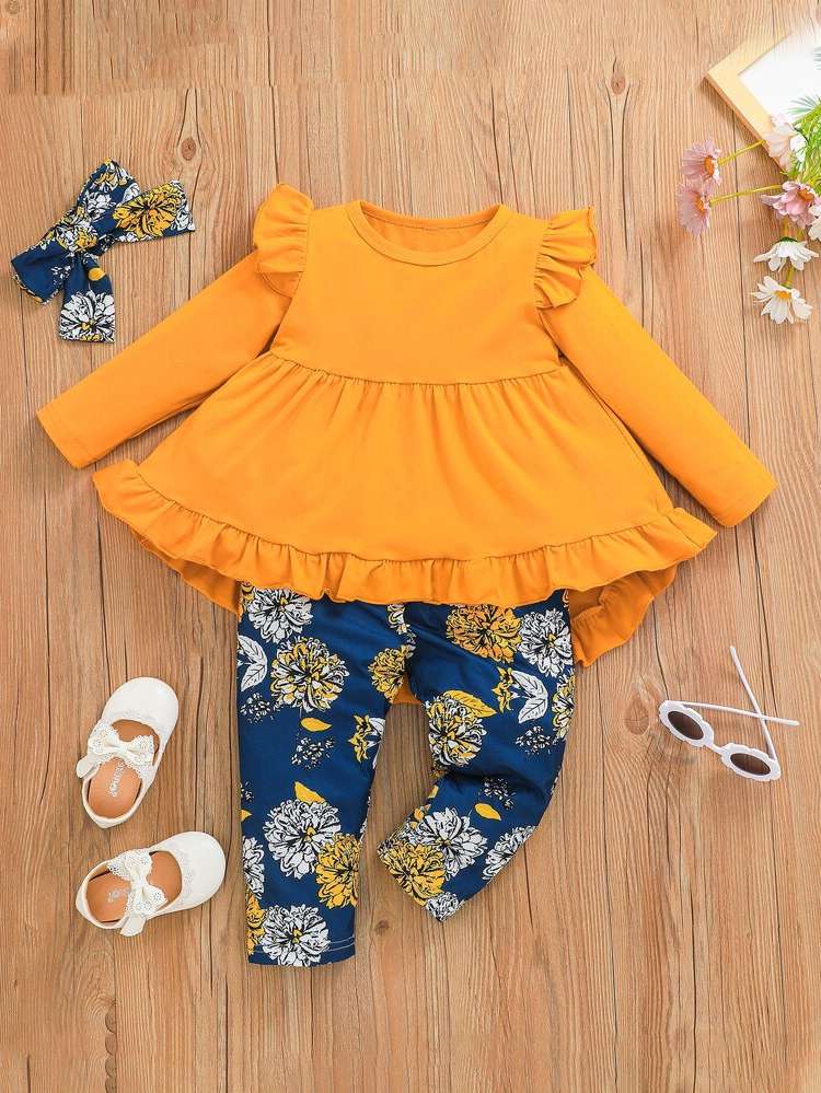   Long Sleeve Toddler Girl Two-piece Outfits 3681