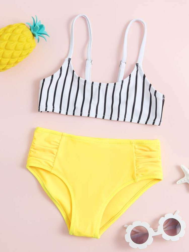 Boho Spaghetti Strap Striped Toddler Girls Beachwear 9160