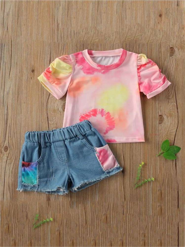  Pocket Multicolor Toddler Girl Two-piece Outfits 6276