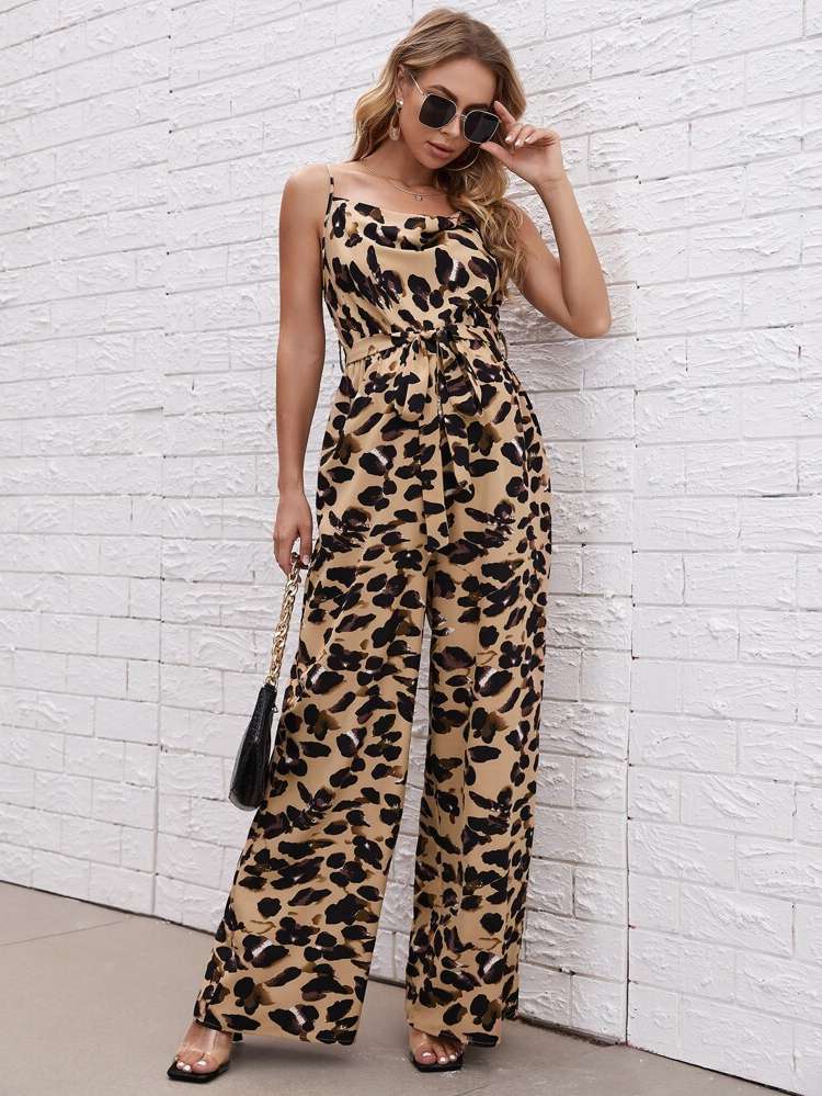  All Over Print Belted Maternity Jumpsuits 804