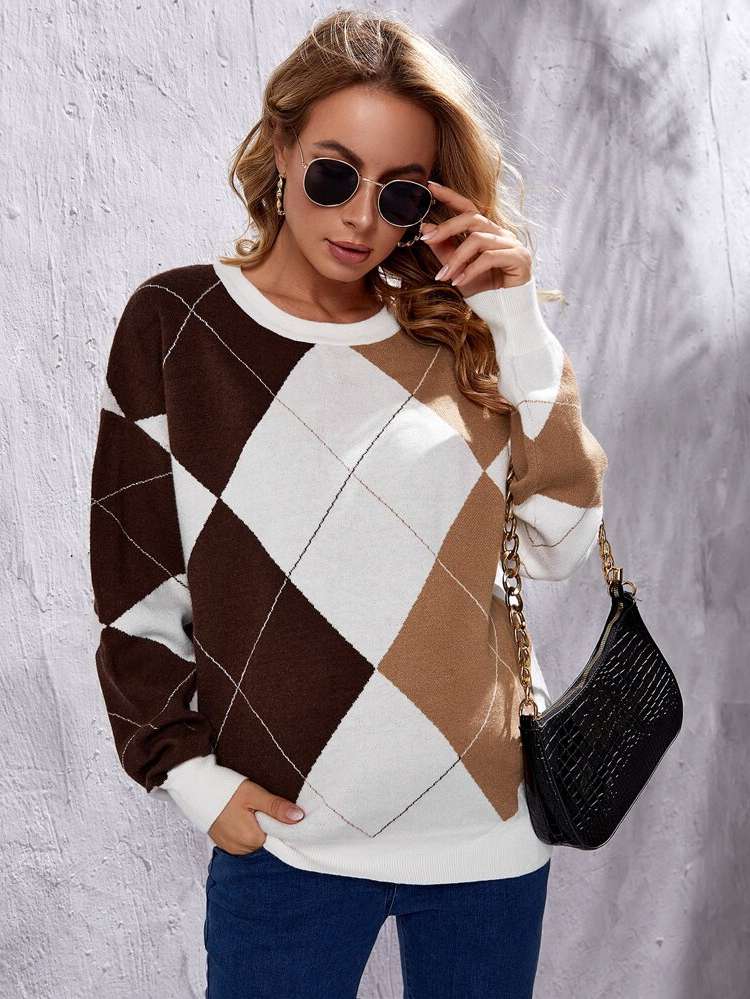 Round Neck Multicolor Long Sleeve Maternity Sweaters 6725