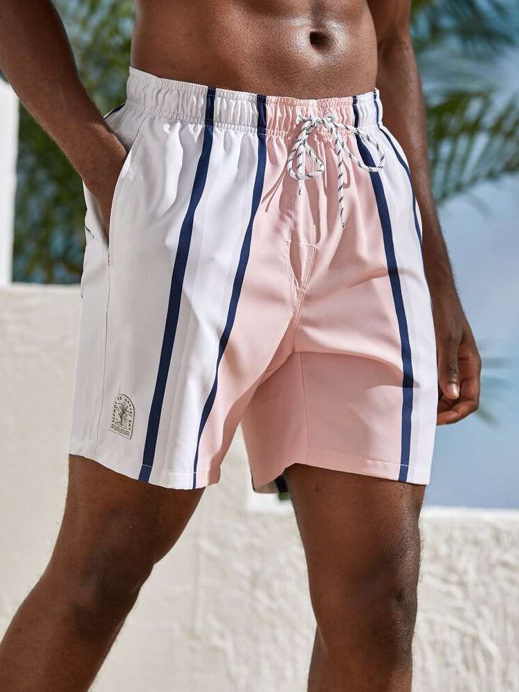 Patched Vacation Multicolor Men Swimwear 325