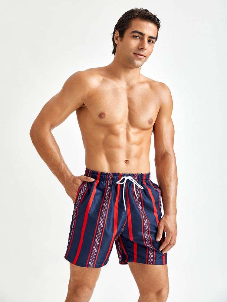 Drawstring  Vacation Men Swimwear 629