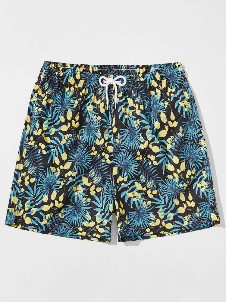 Drawstring Tropical Vacation Multicolor Men Swimwear 8551