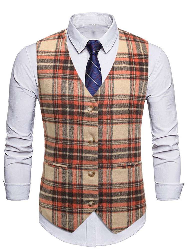  Multicolor Plaid Men Clothing 5903