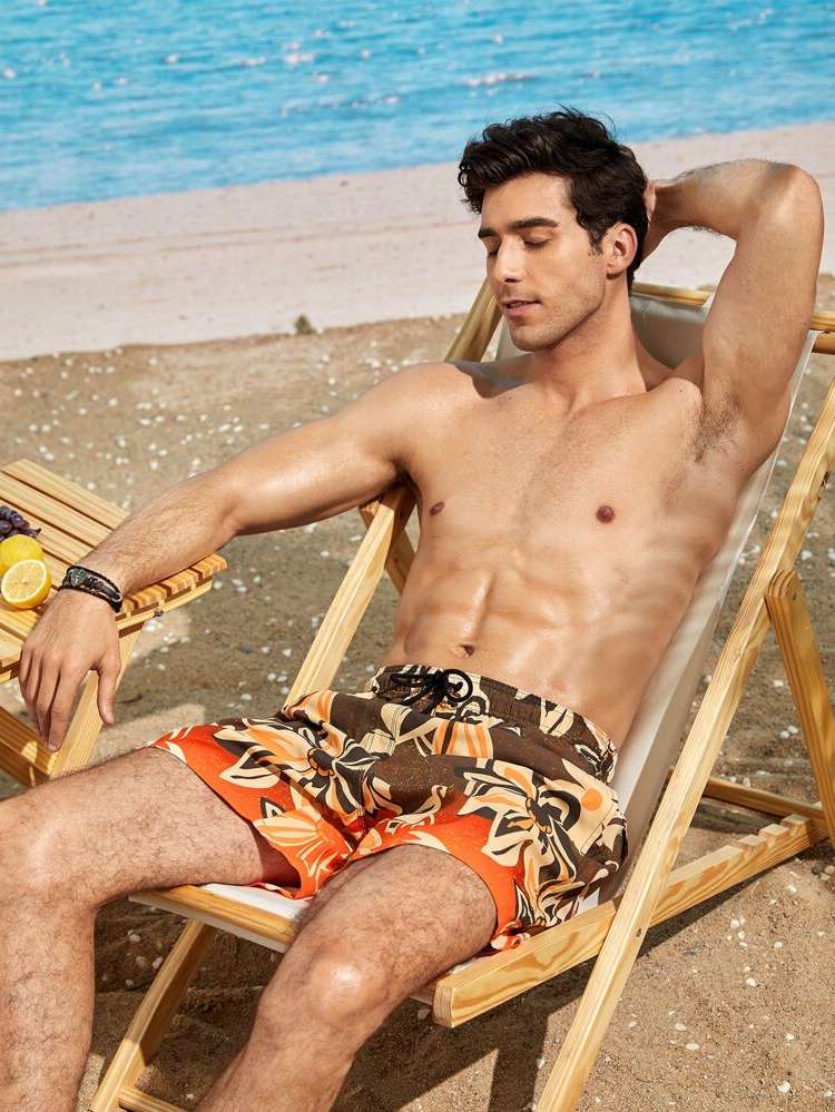 Multicolor Vacation Floral Men Swimwear 7449