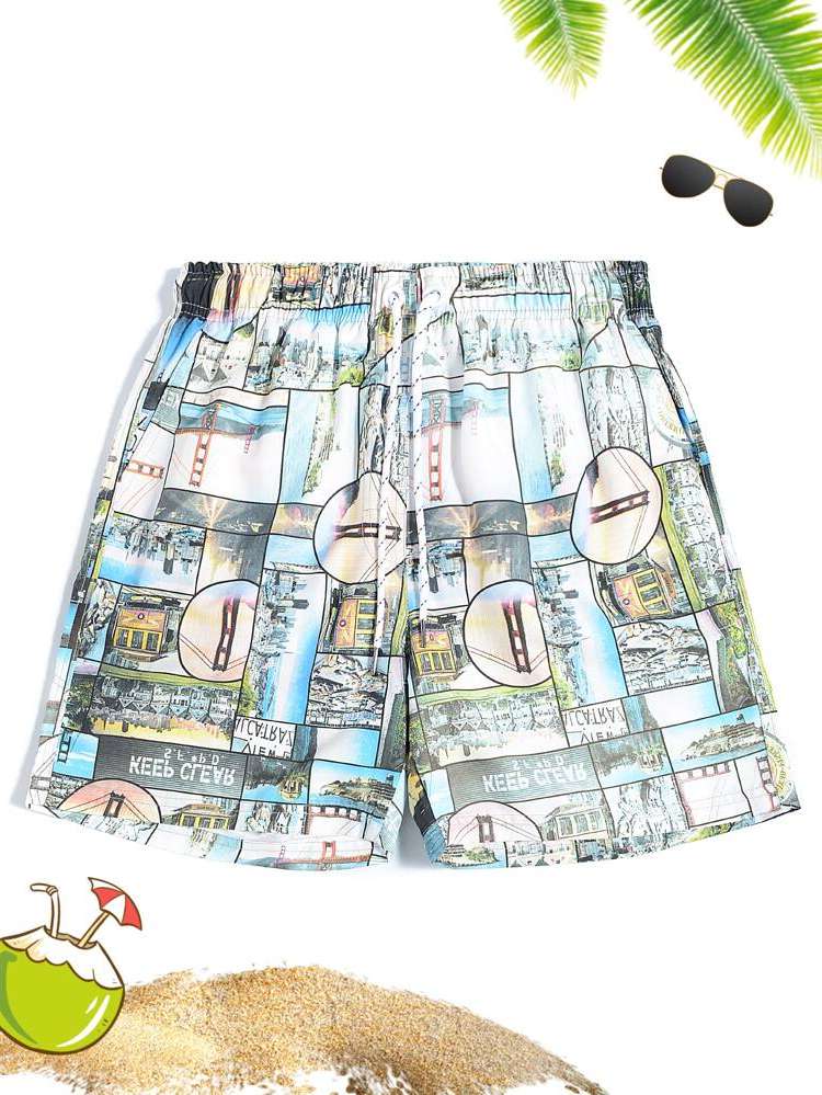  Multicolor Graphic Men Beach Shorts 669