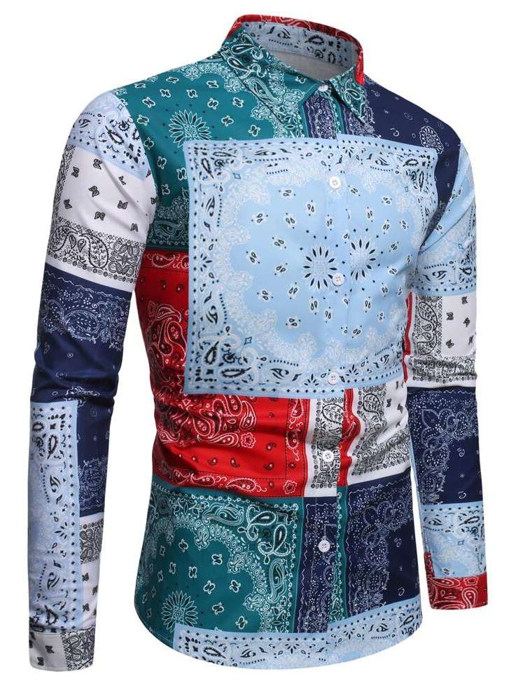 Paisley Multicolor Vacation Men Tops 582