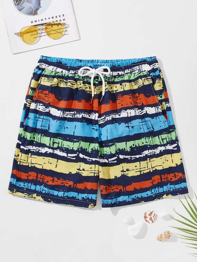 Drawstring  Men Beach Shorts 8721