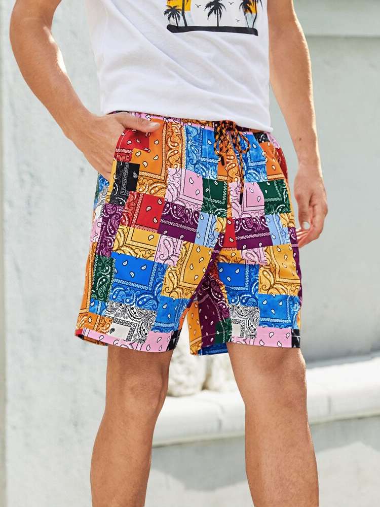  Multicolor Drawstring Men Shorts 5422