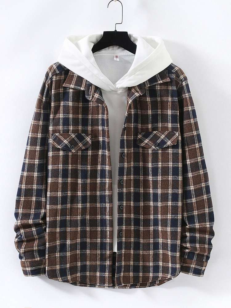  Plaid Button Front Men Outerwear 6918